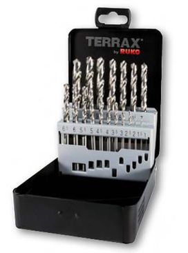 Sada špirálových vrtákov TERRAX DIN 338, HSS-G, typ N, 25 ks